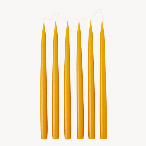 Image showing the Set of 6 Tapered Dinner Candles, H35cm, Honey product.