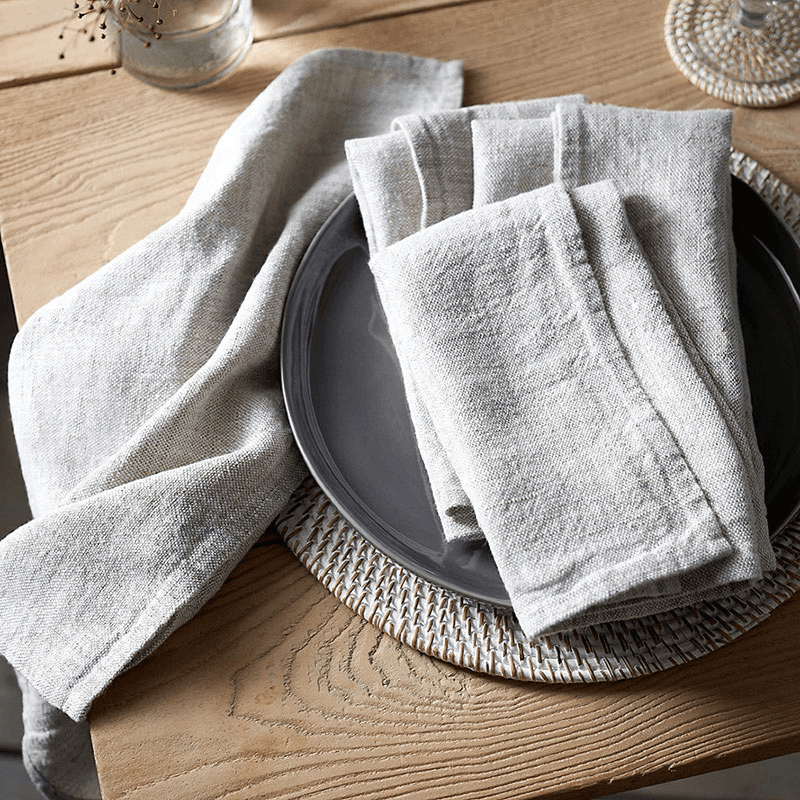 Rustic Linen Set of 4 Napkins, 45 x 45cm, Natural