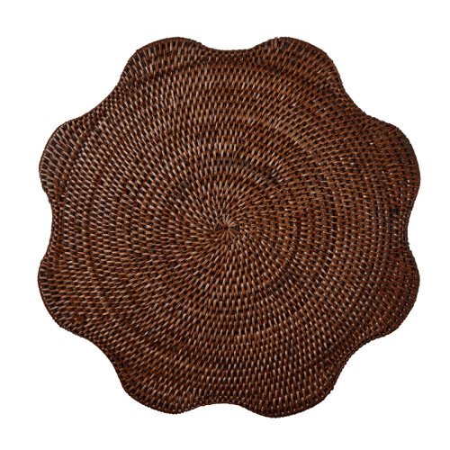 Image showing the Scalloped Rattan Placemat, D36cm, Brown product.