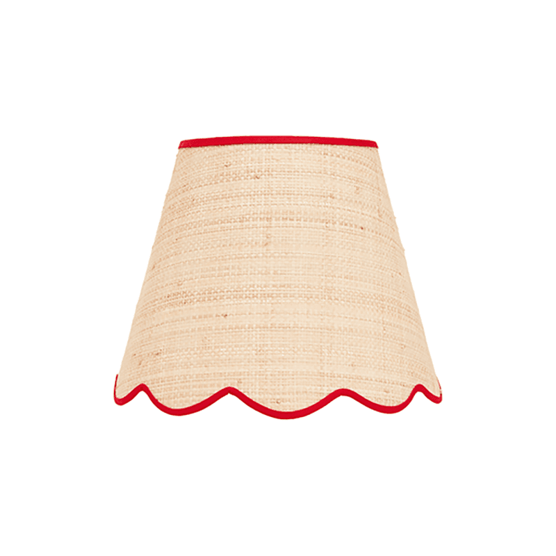 Raffia Scallop Small Lampshade, Red Trim