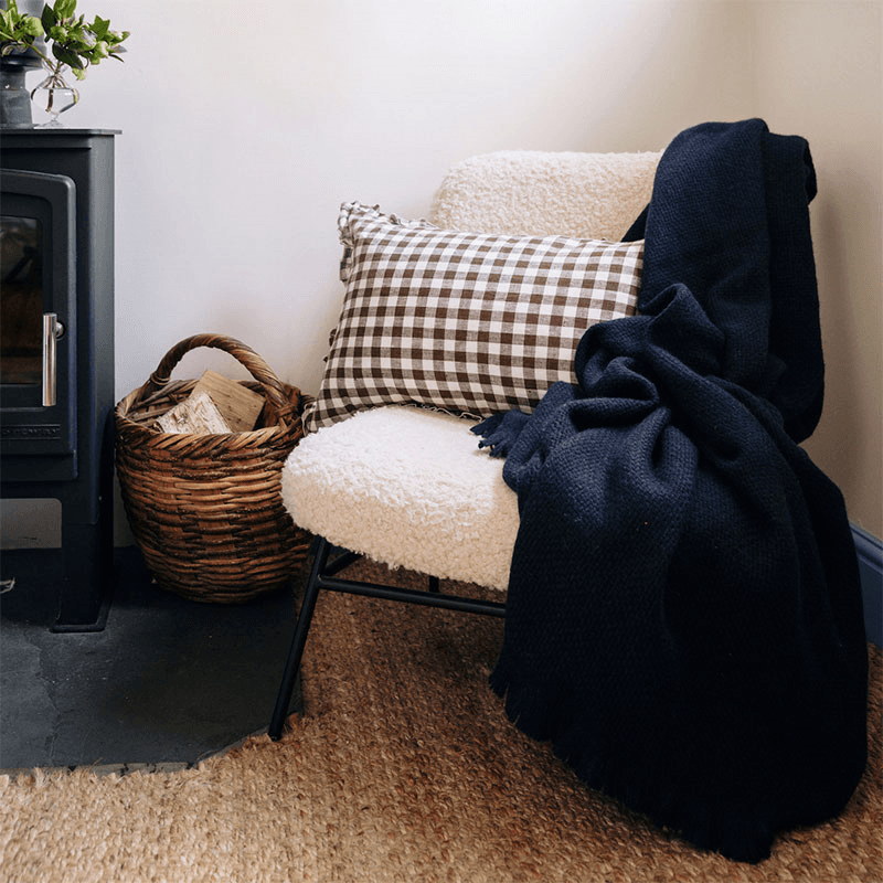 Alpaca Basketweave Throw, 130 x 180cm, Navy