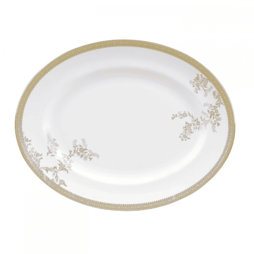 Image showing the Vera Wang - Lace Gold Oval dish, 35cm product.