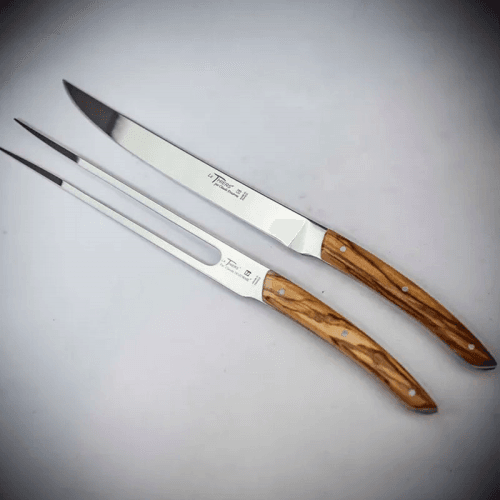 Image showing the Thiers 2 piece carving set, Olive Wood product.