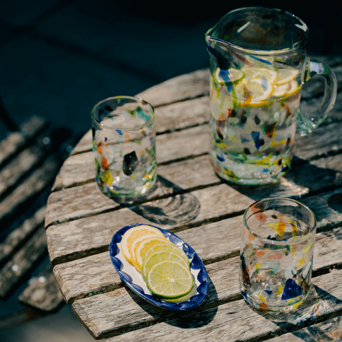 Image showing the Terrazzo Hand Made Glass Jug/Pitcher, 1L, Multicolour product.