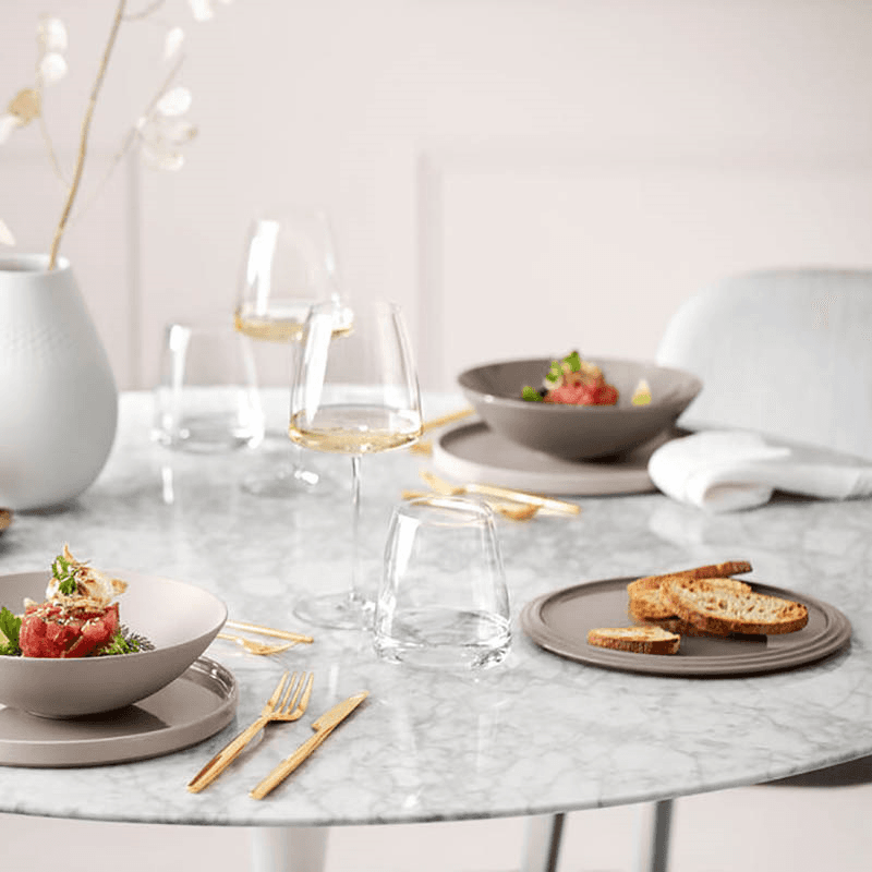 Iconic La Boule Stacking 7 Piece Plate & Bowl Set, D23cm, Pure Beige