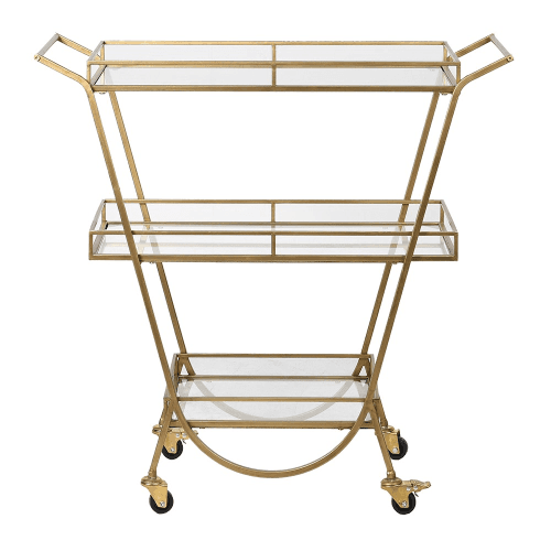Image showing the 3 Tiered Drinks Trolley, 91 x 90 x 39cm, Gold product.
