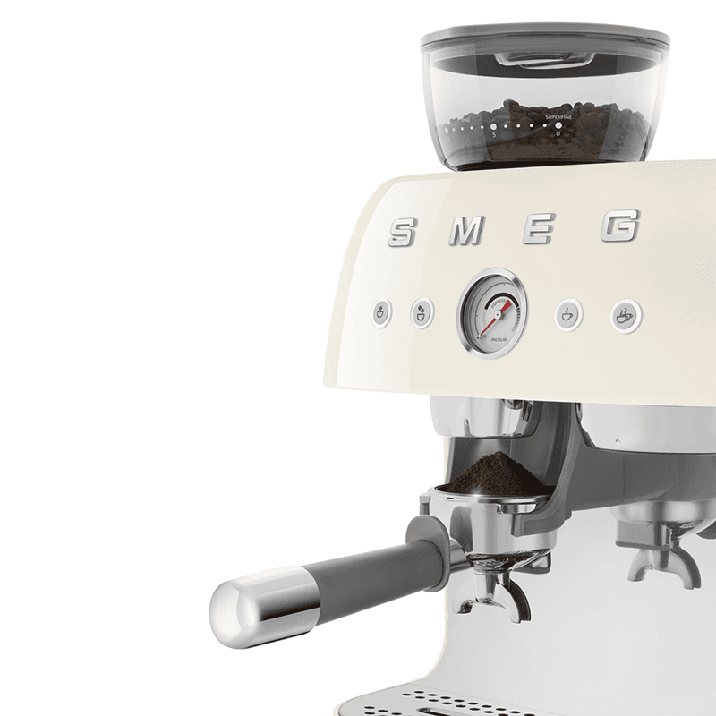 Espresso Coffee Machine with Grinder, Cream