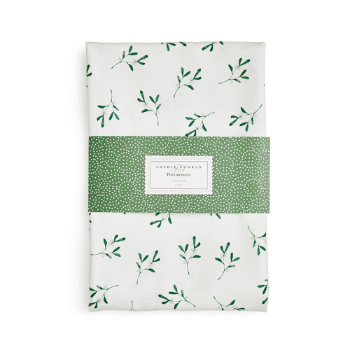 Image showing the Mistletoe Tablecloth, W140 x D180cm, White/Green product.