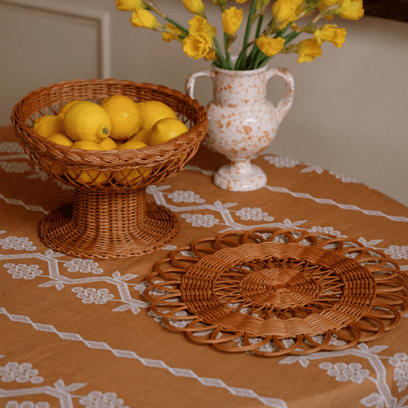 Rattan Placemat, D38cm, Natural Rattan