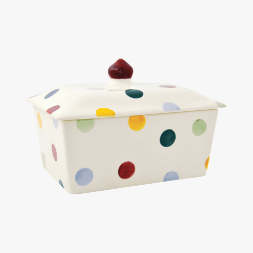Image showing the Polka Dot Butter Dish, L15 x W11.4 x H10cm, Cream product.