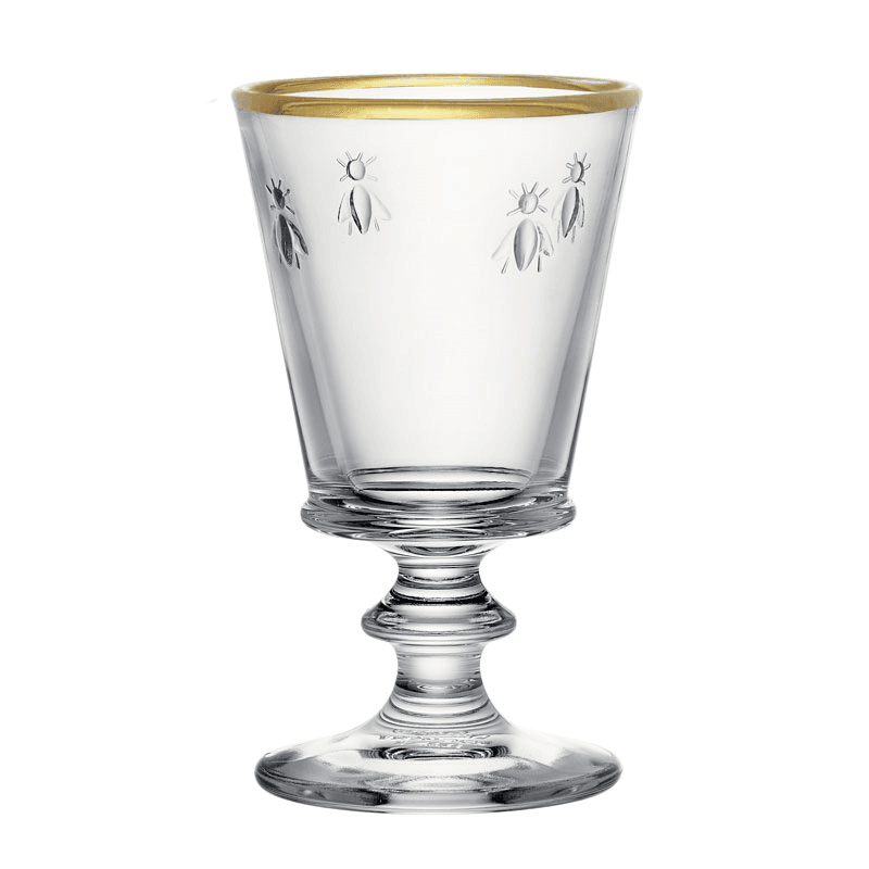 Bee Set of 4 Wine Glasses, 240ml, Clear with Gold Rim