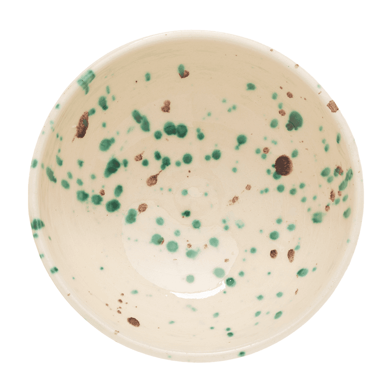 Manchada Set of 4 Speckled Bowls, D15cm, White & Green