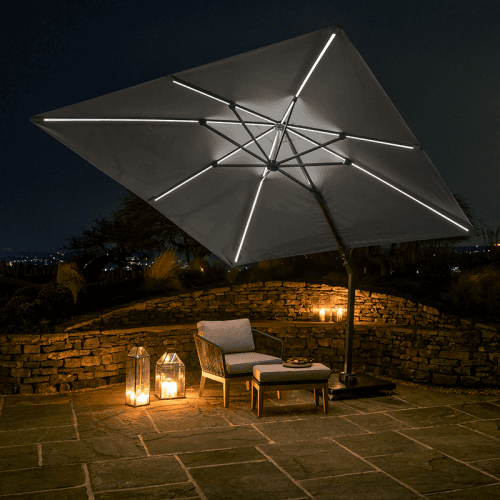 Image showing the Glow Challenger T2 Sqaure Parasol, 3m, Luna Grey product.