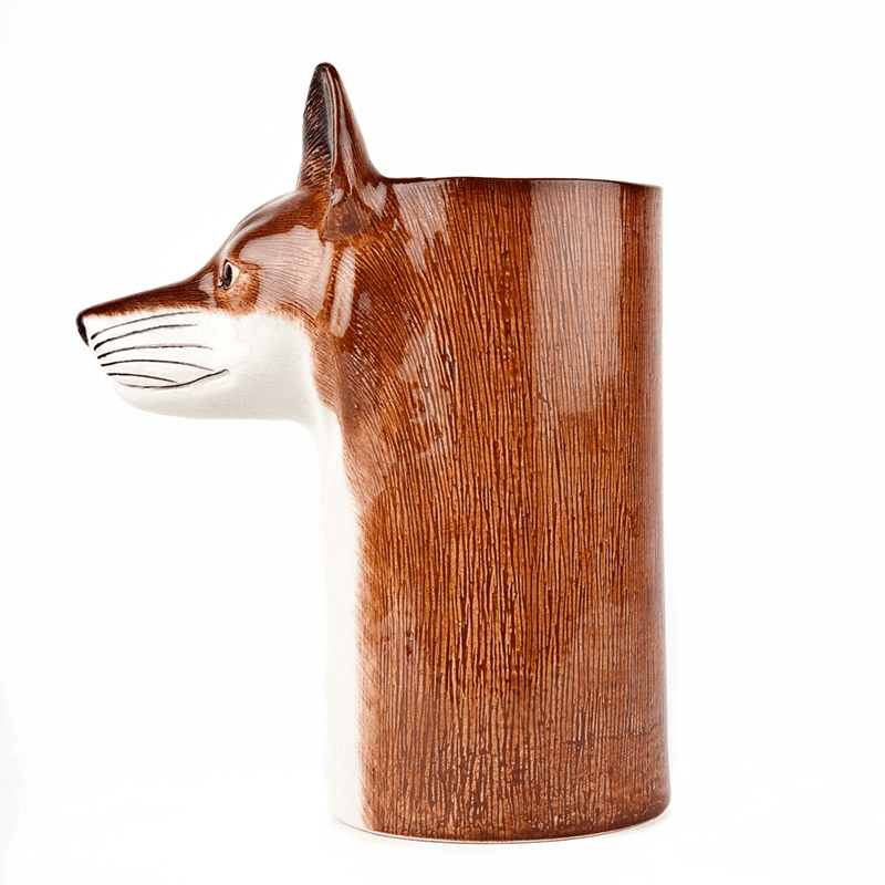 Fox Utensil Pot, H20.5cm, Brown
