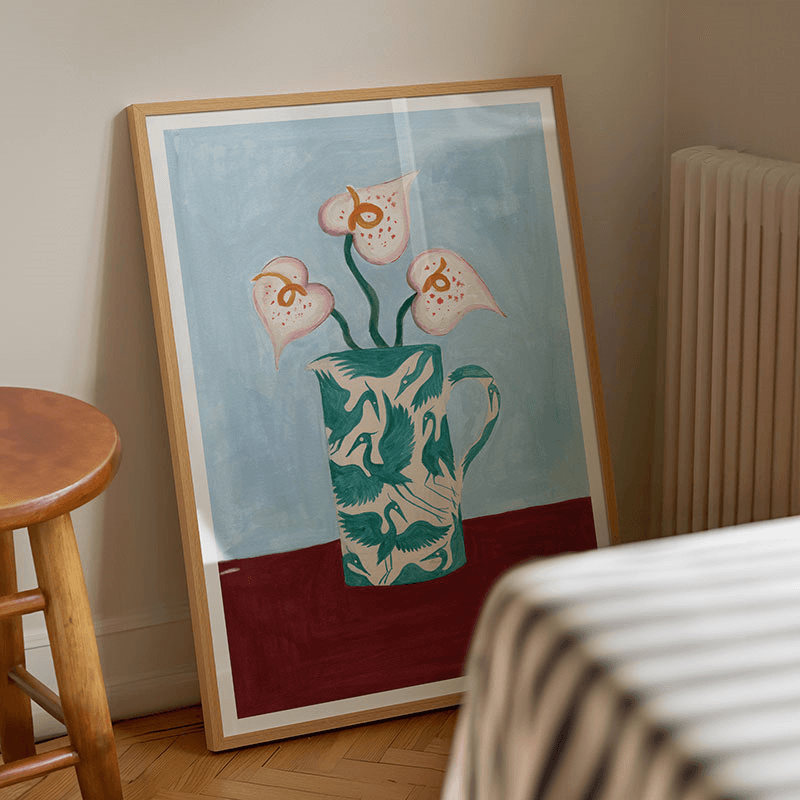 Herons Jug Print, A3, Teal