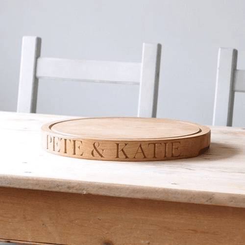 Personalised thin round board, 38 x 3.5cm, oak