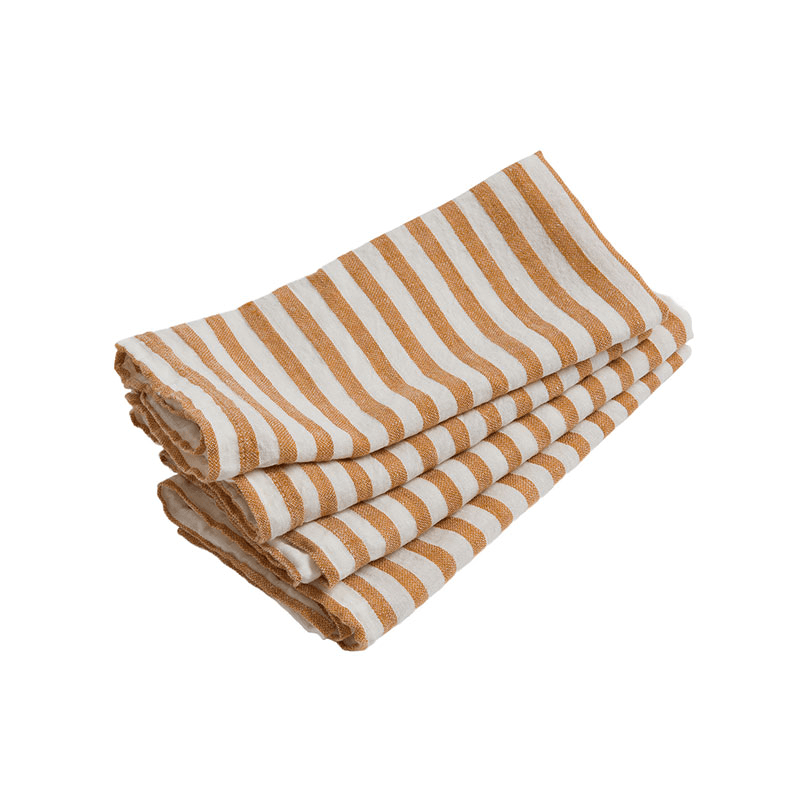 Cora Mid Stripe Set of 4 Napkins, 47 x 47cm, Amber