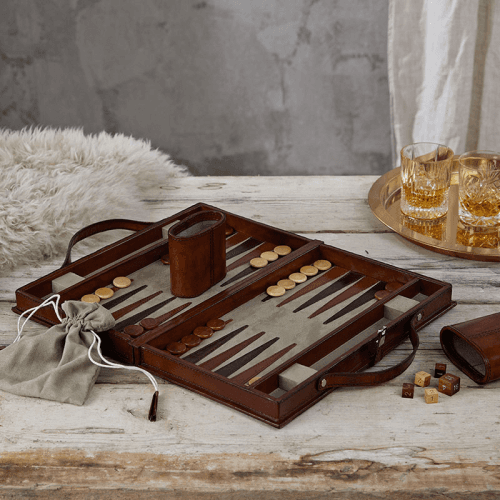 Image showing the Backgammon set, W23 x D39cm, Tan Leather product.