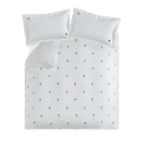 Image showing the sunflowers Super King Quilt Set, White product.