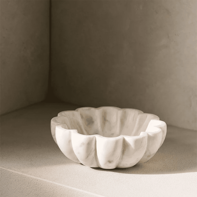 Larton Scalloped Bowl, D15cm, Marble