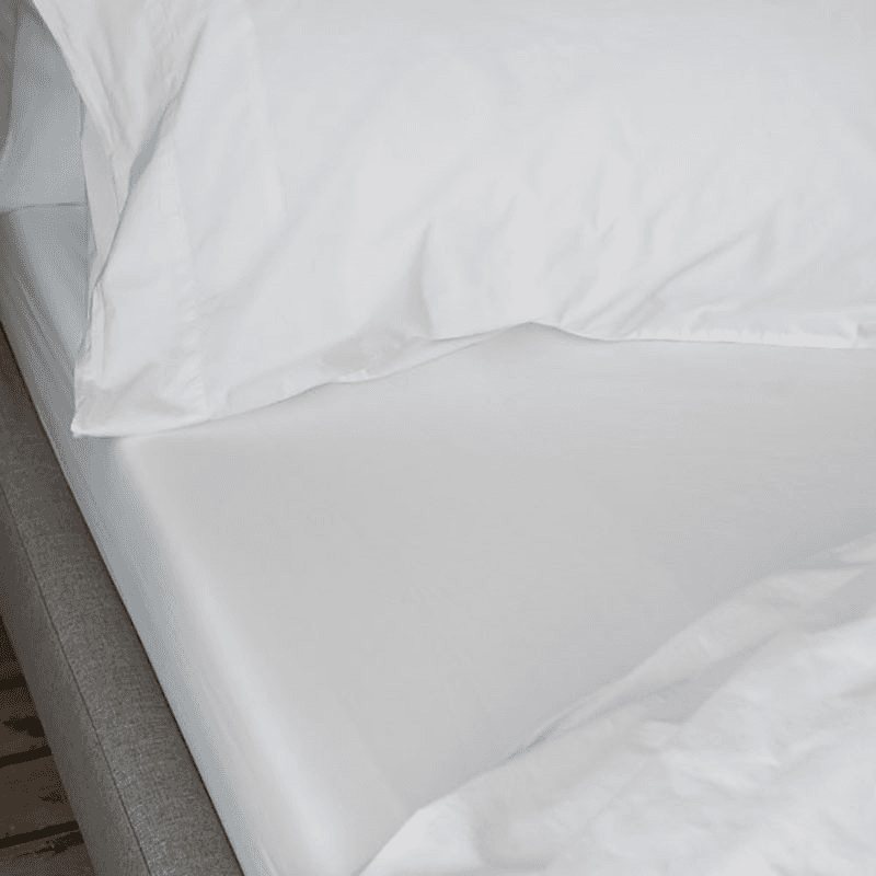Washed Cotton Percale Double Fitted Sheet, White