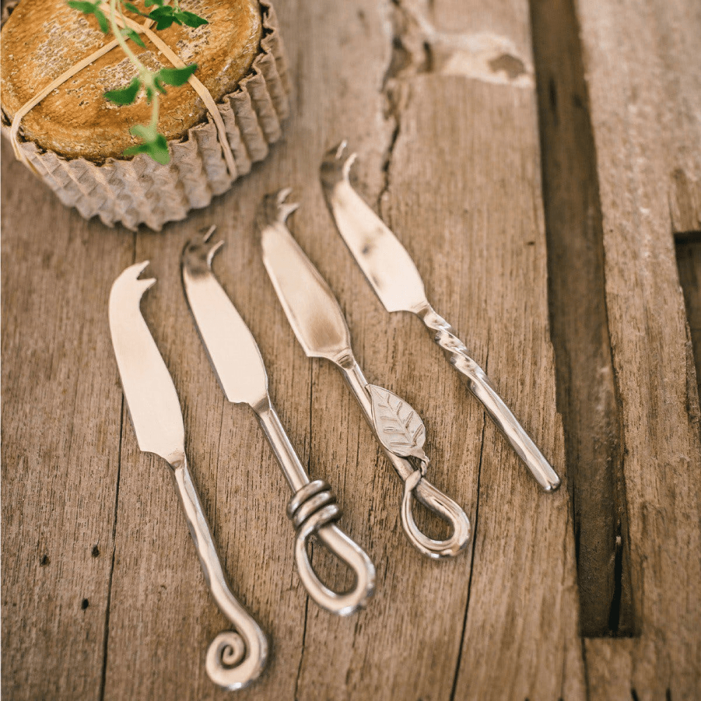 Mixed Designs Set of 4 mini cheese knives, 11cm, Stainless Steel