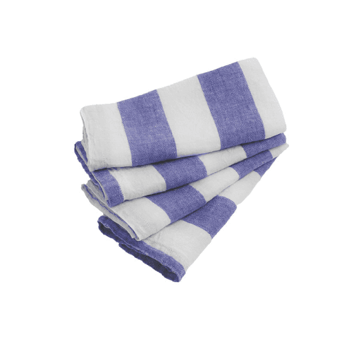 Image showing the Cora Wide Stripe Set of 4 Napkins, 47 x 47cm, Blue product.