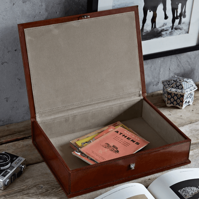 Leather Magazine Folder, L37 x W27 x H8cm, Conker Brown
