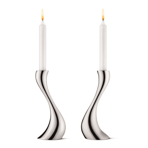 Image showing the Cobra Pair of candleholders, 20cm, Stainless Steel product.