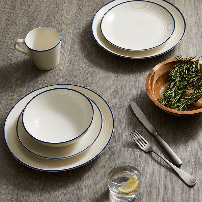 Gordon Ramsay Maze Denim Line Set of 4 Mugs, 400ml, White