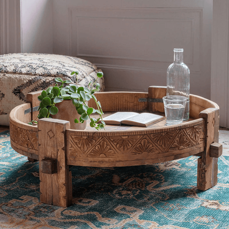 Ryka Grinder Side Table, D73cm, Brown