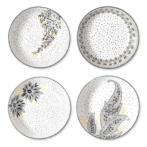 Image showing the Artisanne Noir Set of 4 Low Bowls, D22cm, Monochrome product.