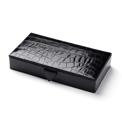 Image showing the Cufflink Box, L11.5 x W21.5cm, Black Croc product.