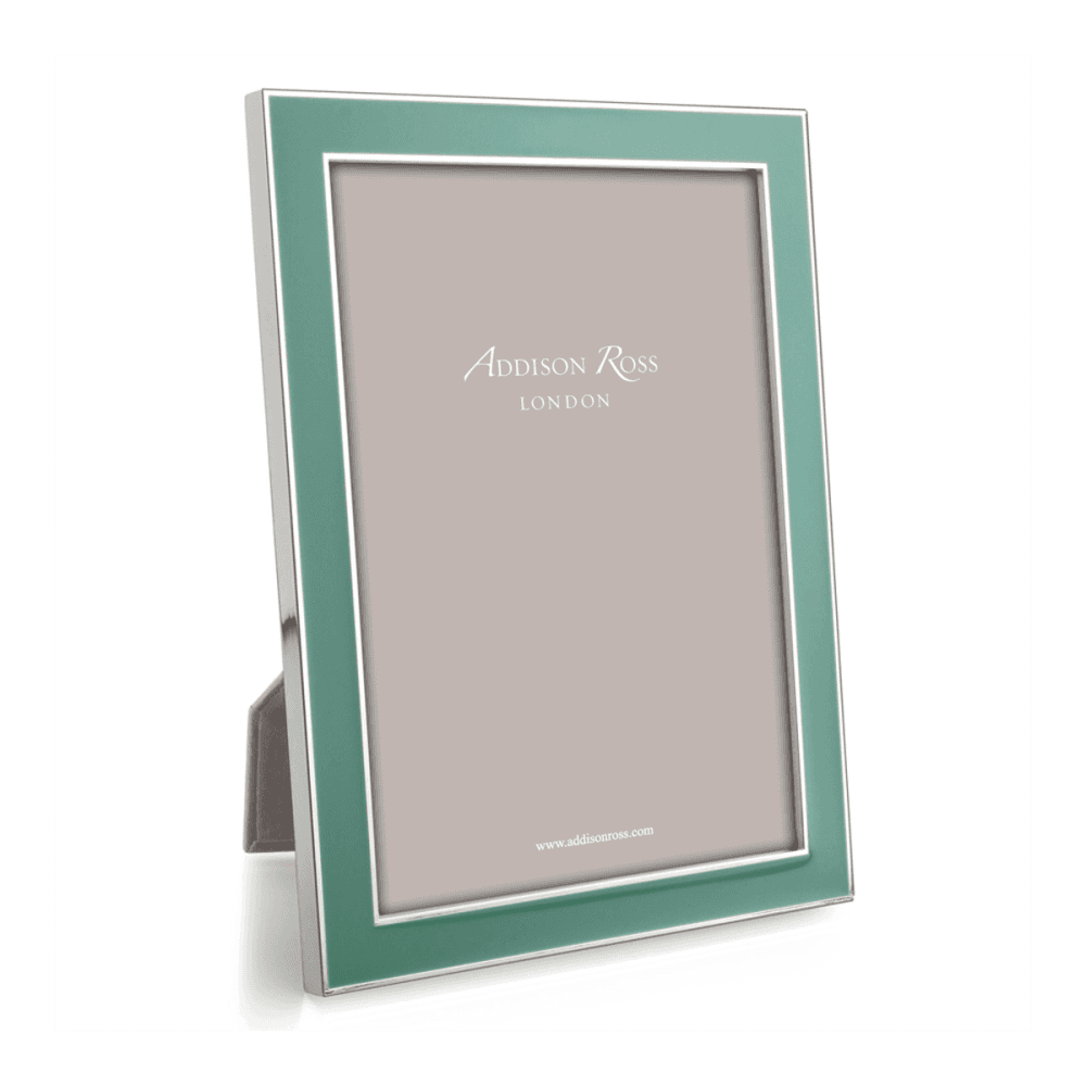 Enamel Range Photograph frame, 5 x 7" with 15mm border, Duck Egg With Silver Plate