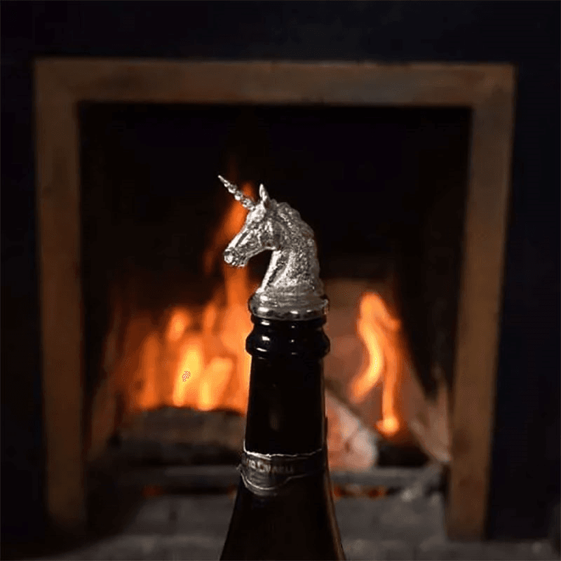 Unicorn Silver Plated Bottle Stopper, 10 x 3.5cm, Silver