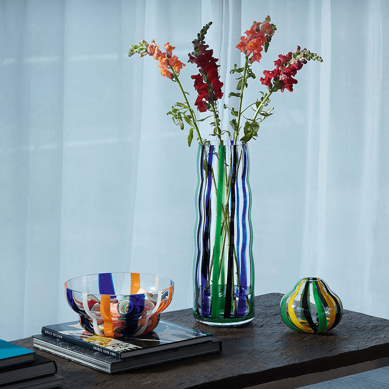 Folk Bowl, D24cm, Blue/Orange/White