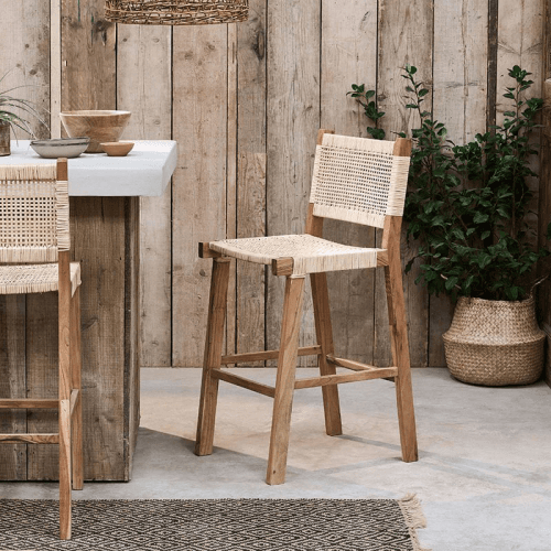 Image showing the Madrisana Acacia & Rattan  Bar Stool, H105cm, Natural product.