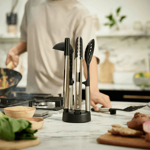 Image showing the Elevate Fusion 5 Piece Silicone Set, Stainless Steel product.