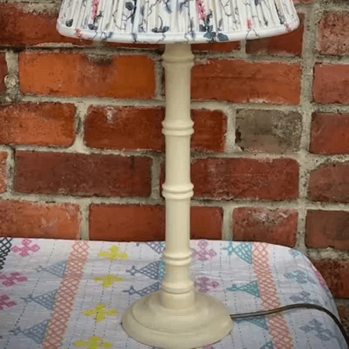 Image showing the Tall Truncus Lacquered Hand Carved Lamp Base, Farrows Cream, 40cm product.