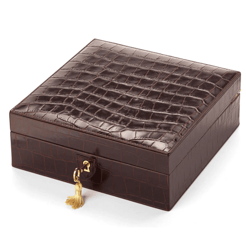 Image showing the Square 4 Watch Box, L20.5 x W20.5cm, Amazon Brown Croc product.