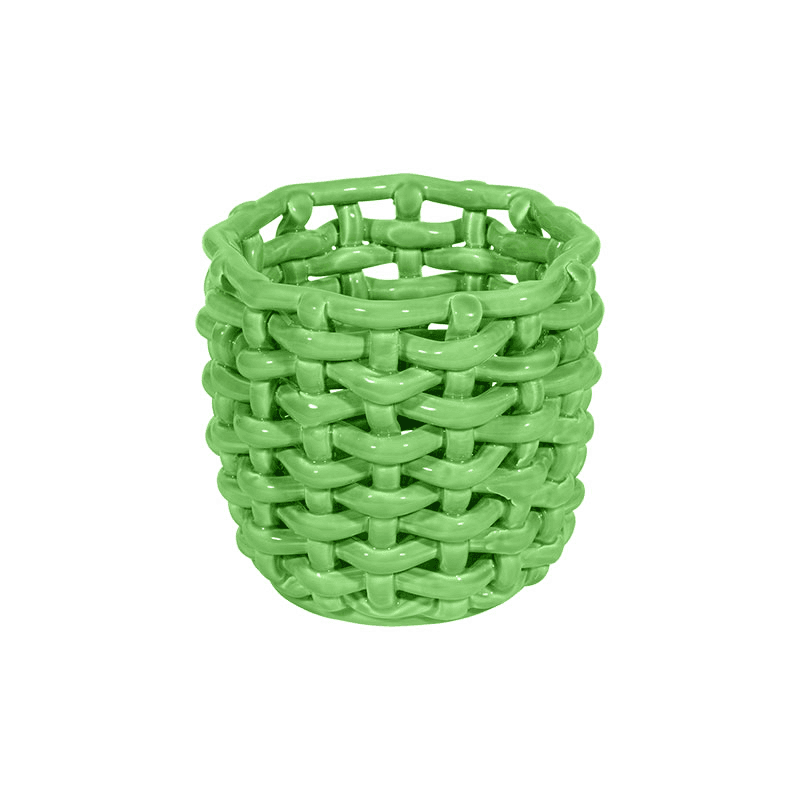 Juicy Basketweave Planter, D18cm, Apple Green