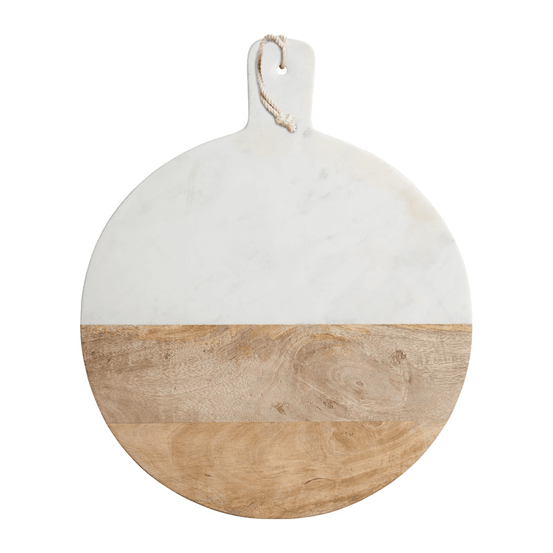 Gourmet Prep & Serve Wood & Marble Round Paddle Board, D40.5cm
