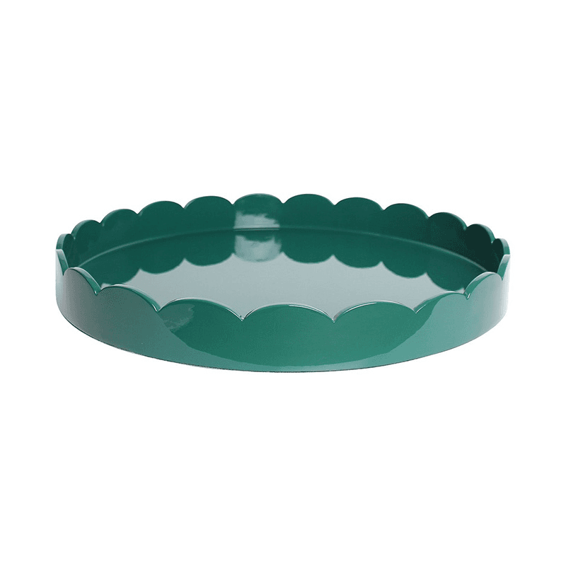 Lacquered Scallop Round Tray D50cm, Racing Green