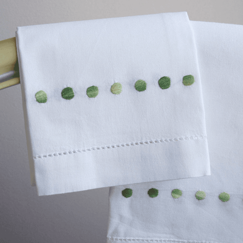Dots Hand Towel, 38 x 58cm, White/Green