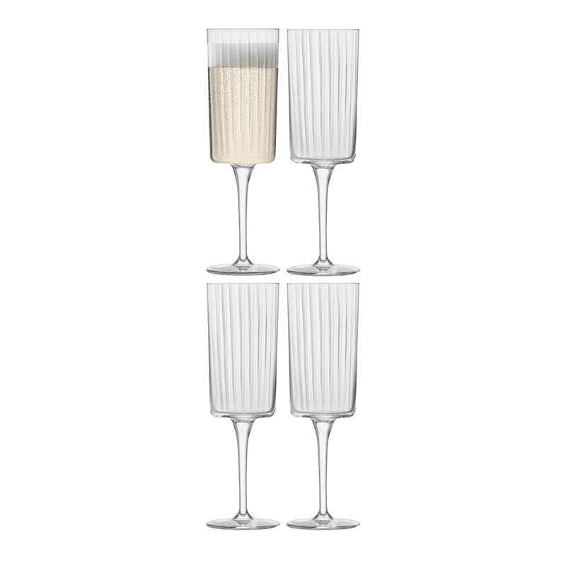 Gio Line Set of 4 Champagne Flutes, 210ml, Clear