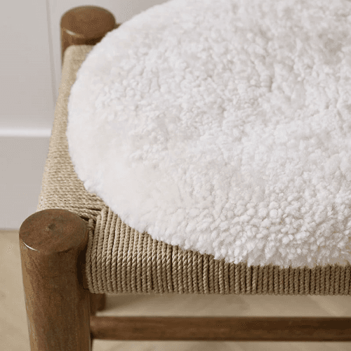 Image showing the Curly Sheepskin Seat Pad, 40cm x 40cm, Oatmeal product.