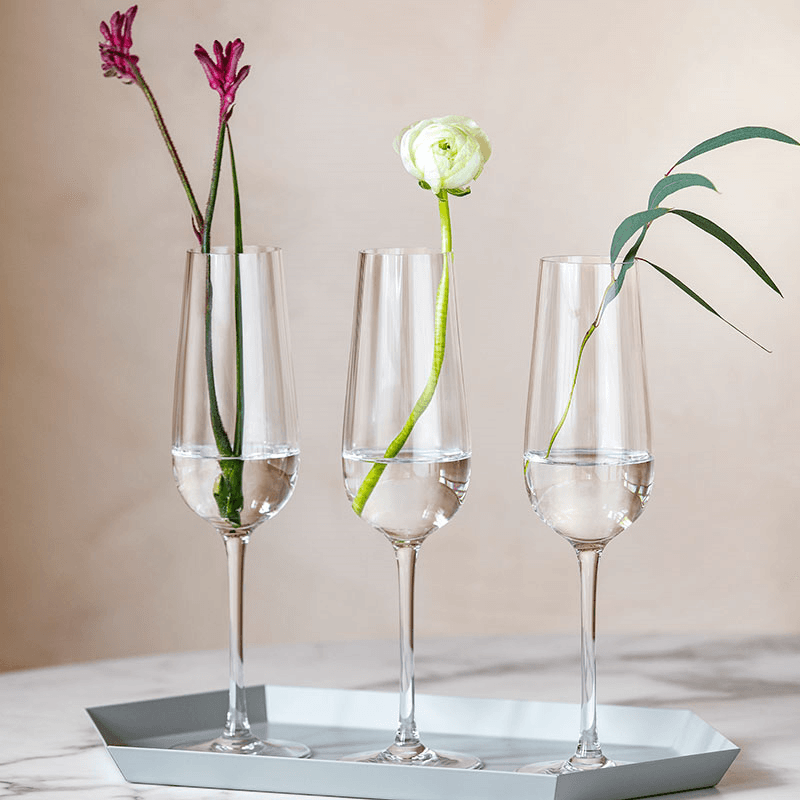 Rose Garden Champagne Flute Set of 4, 120ml, Clear