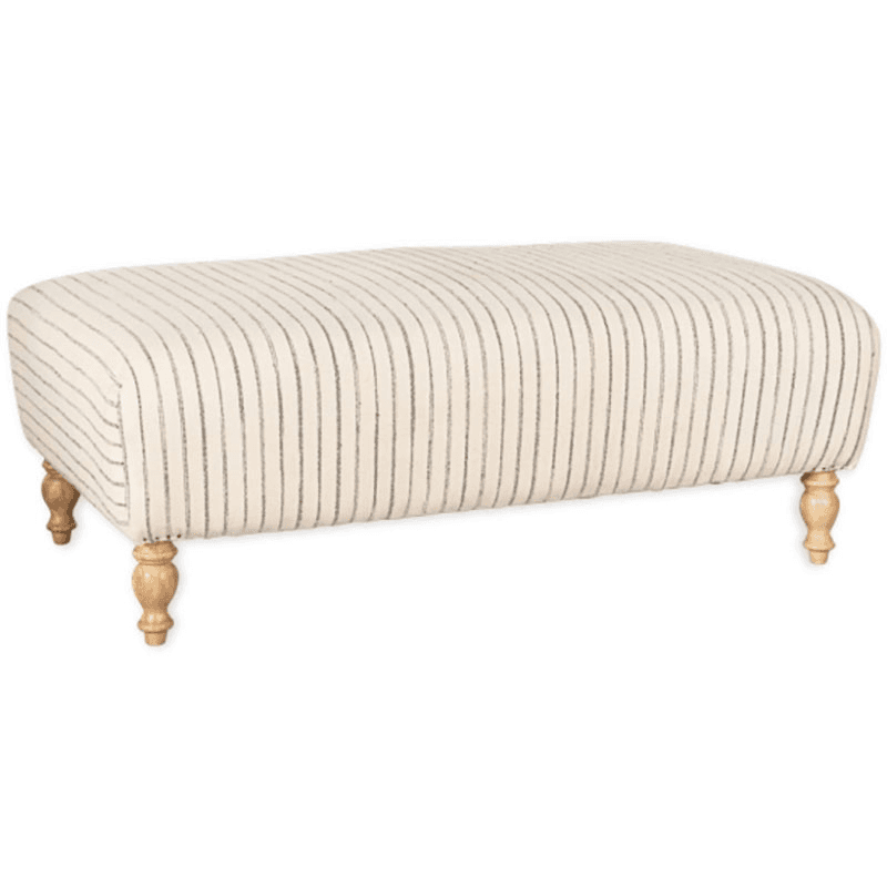 Sanja Stripe Upholstered Ottoman, Off White