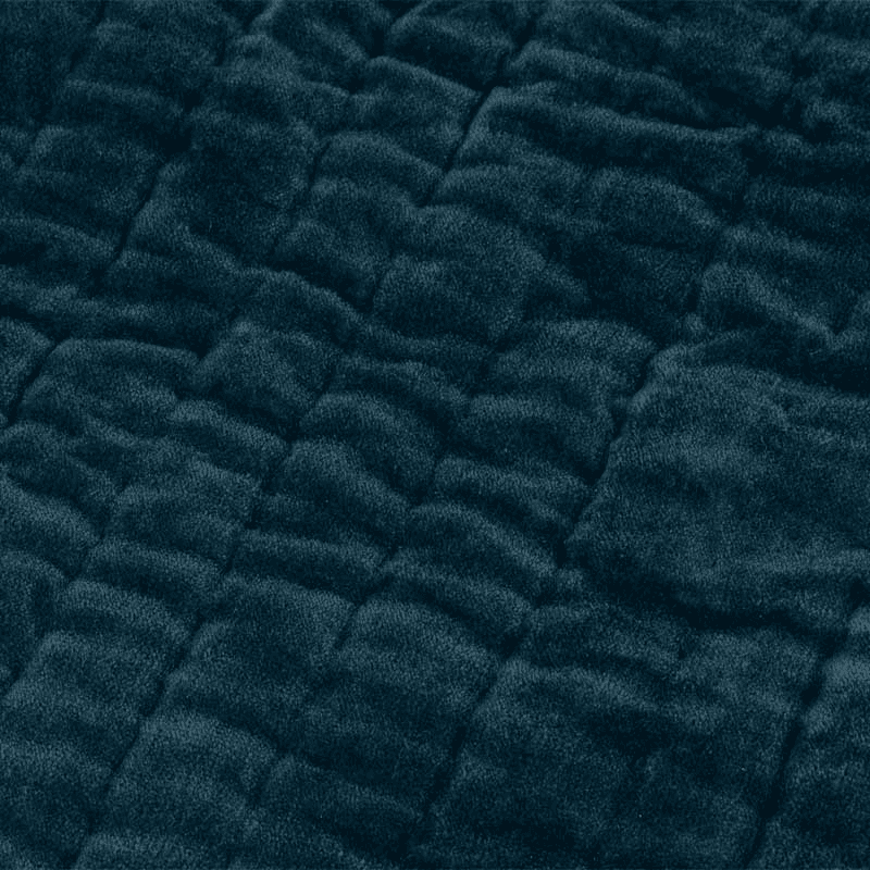 Kantha Velvet Double / King Bedspread, Steel Blue