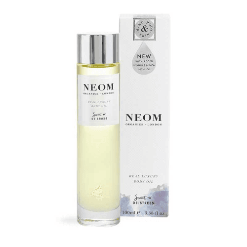 Image showing the Scent to De-Stress Real Luxury Vitamin Body Oil, 100ml, White/Purple/Silver product.